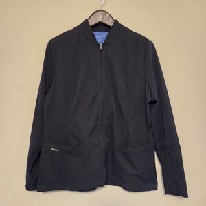 Medelita Kinetic Scrub Jacket Womens Large Black Full Zip Bomber Medical Uniform